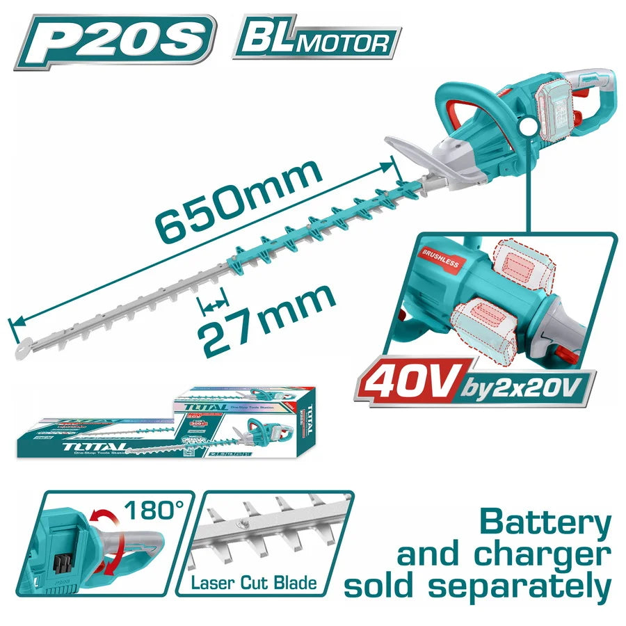 Total 40V Brushless Cordless Hedge Trimmer 650mm | THTLI40028 Total